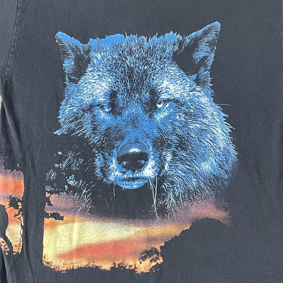 Vintage 90s Wolf Nature Wrap Around Shirt Cry‎ of the Wild Size Large - Picture 5 of 6